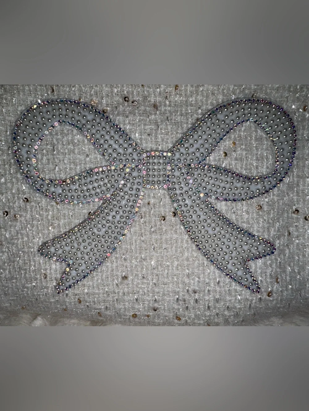 Sparkly Bow Knit - Silver Rhinestone Bow Cosmetic Bag NWT